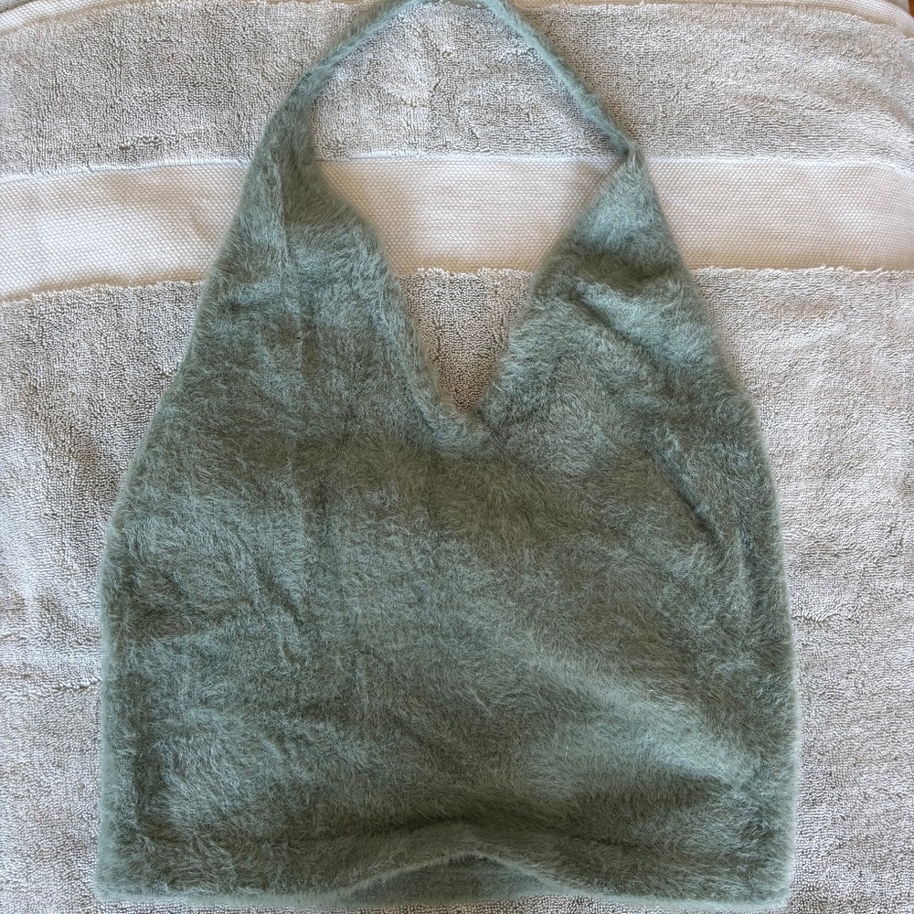 Whitney Simmons Fuzzy Seamfoam Crop top